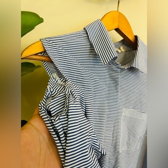 SOFT SURROUNDINGS Striped Cold Shoulder Tunic Dress Blouse Size L - Picture 8 of 9
